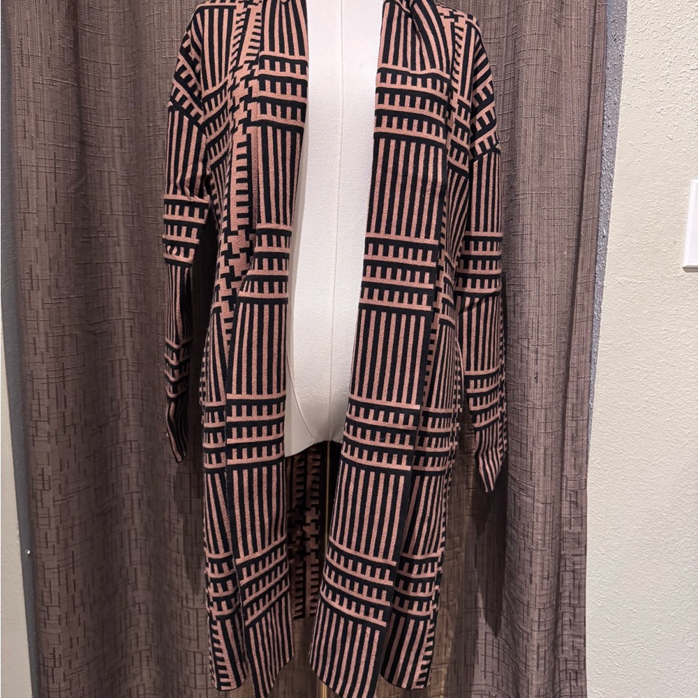 PREMISE Long Black and Brown Open Cardigan/Sweater - Size S/P - Picture 1 of 8